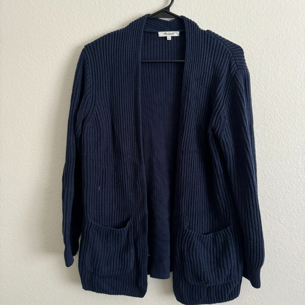 Madewell Nolan Ribbed Open Front Cardigan Navy Small